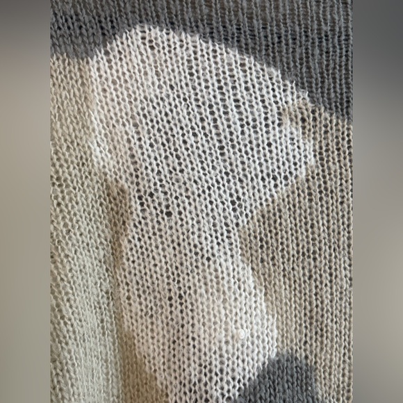 Wooden Ships Gray Skull Tan Camo Open Weave Mohair Wool Oversized Sweater Top - Picture 10 of 10